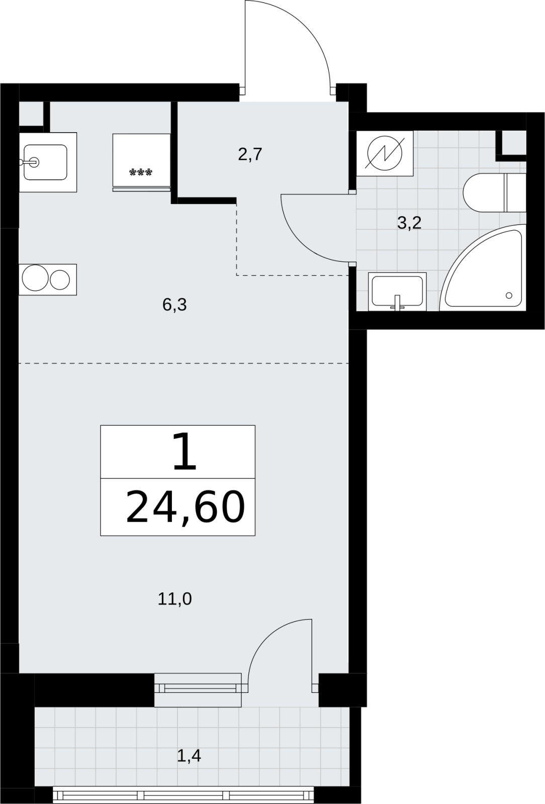 3-комнатная квартира в ЖК Родные кварталы на 6 этаже в 3 секции. Сдача в 3 кв. 2026 г.