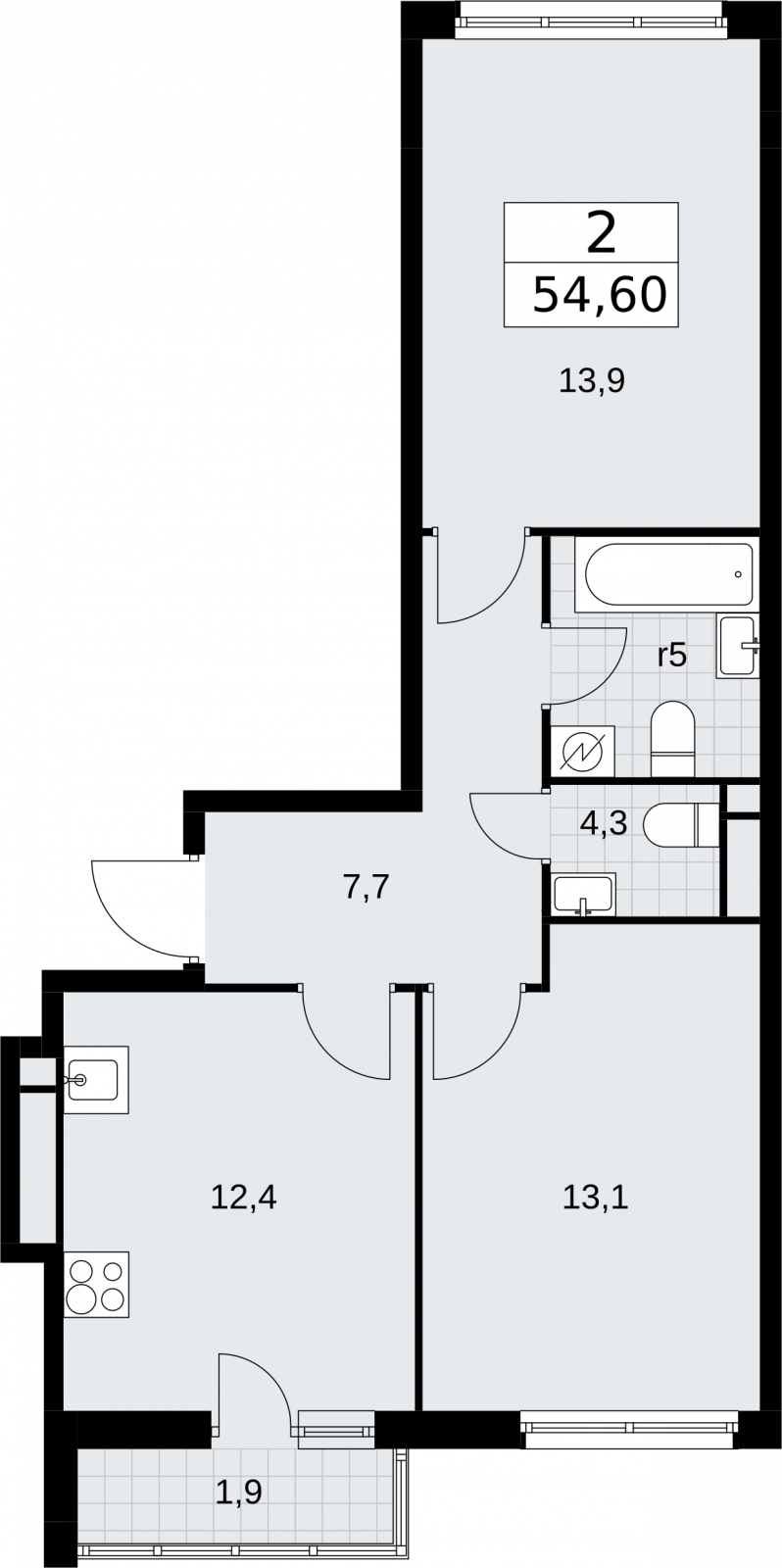 3-комнатная квартира в ЖК Родные кварталы на 10 этаже в 3 секции. Сдача в 3 кв. 2026 г.