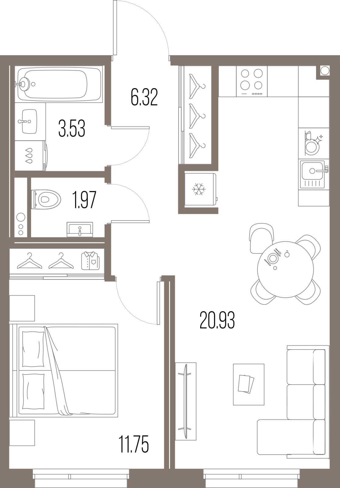 1-комнатная квартира в ЖК Спектр на 2 этаже в 2 секции. Сдача в 1 кв. 2025 г.