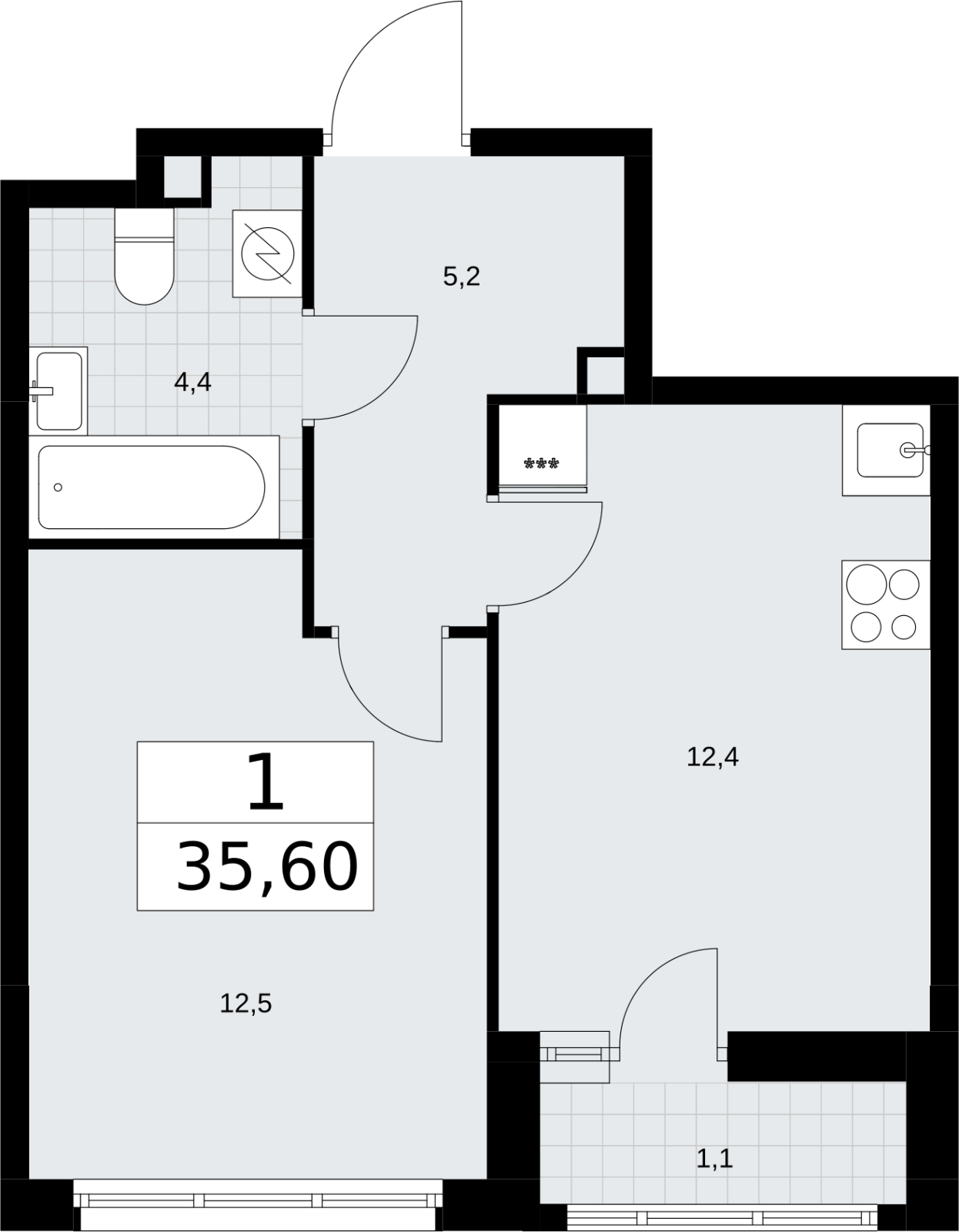 3-комнатная квартира в ЖК Родные кварталы на 10 этаже в 4 секции. Сдача в 3 кв. 2026 г.