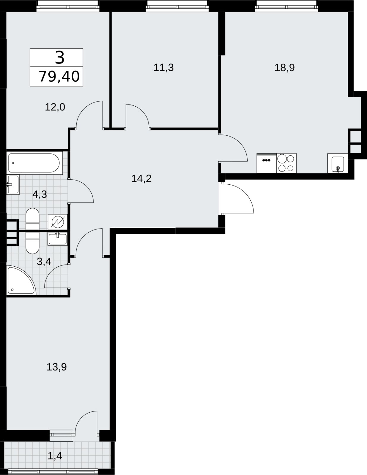 1-комнатная квартира с отделкой в ЖК Измайловский парк на 24 этаже в 1 секции. Сдача в 4 кв. 2024 г.