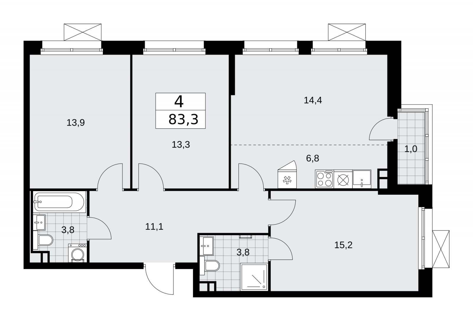 2-комнатная квартира в ЖК Скандинавия на 16 этаже в 1 секции. Дом сдан.