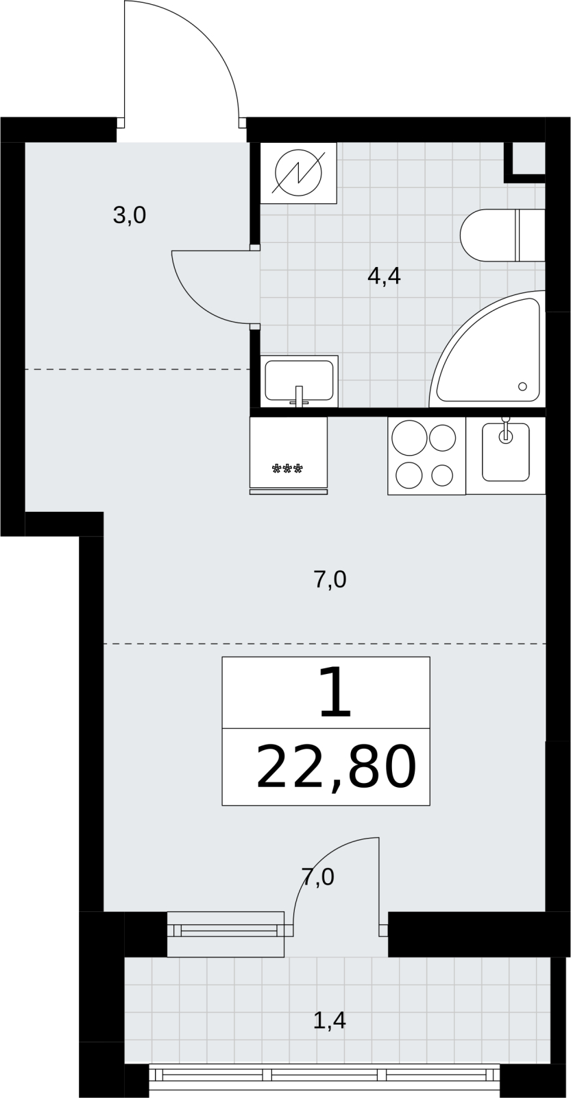 5-комнатная квартира в ЖК Дом Дау на 54 этаже в 1 секции. Сдача в 2 кв. 2027 г.