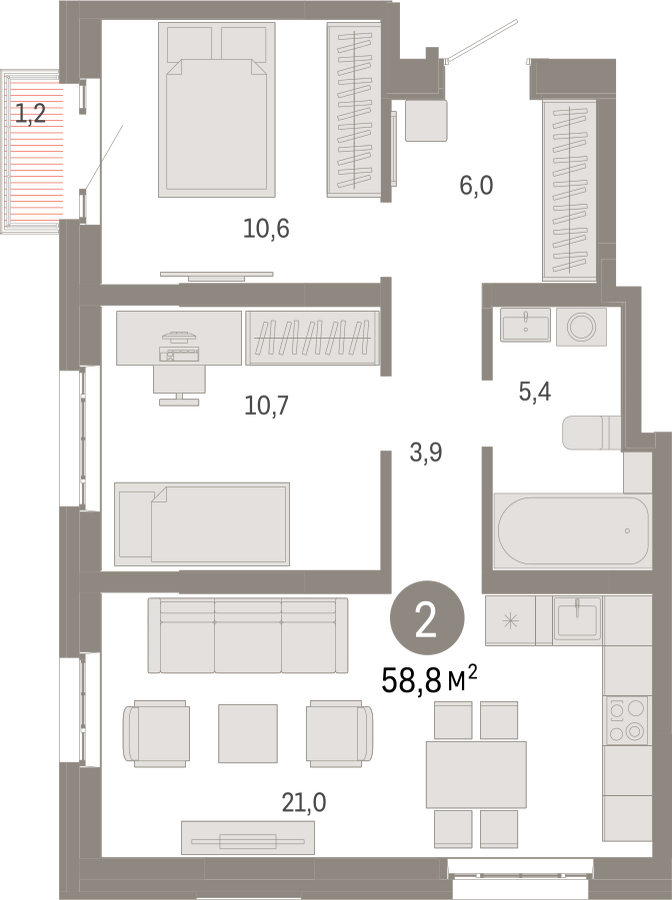 1-комнатная квартира (Студия) с отделкой в ЖК Putilov AVENIR на 10 этаже в 1 секции. Сдача в 1 кв. 2022 г.