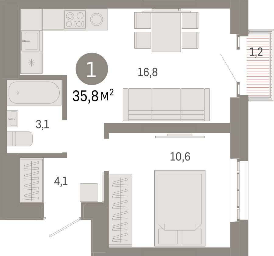 1-комнатная квартира (Студия) с отделкой в ЖК Putilov AVENIR на 11 этаже в 1 секции. Сдача в 1 кв. 2022 г.