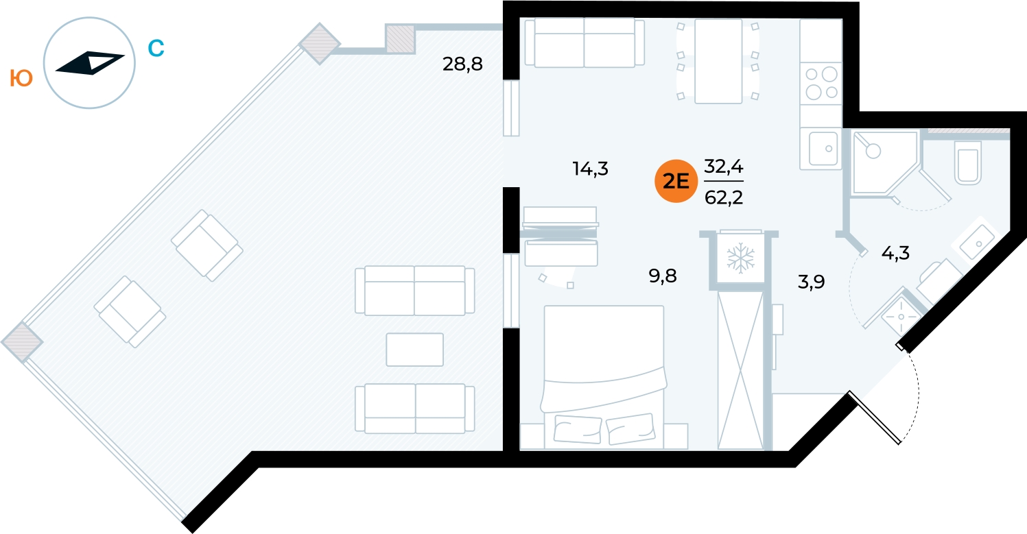 1-комнатная квартира (Студия) с отделкой в ЖК Putilov AVENIR на 12 этаже в 1 секции. Сдача в 1 кв. 2022 г.