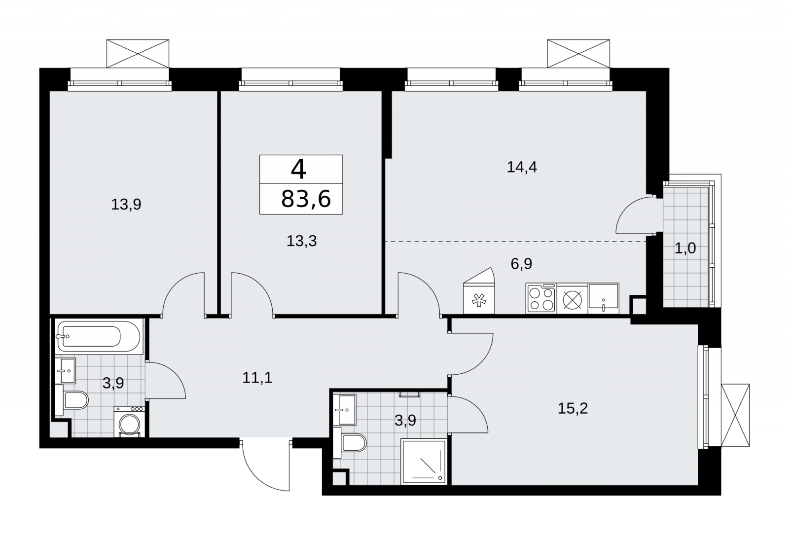 1-комнатная квартира (Студия) в ЖК Скандинавия на 10 этаже в 4 секции. Сдача в 2 кв. 2026 г.