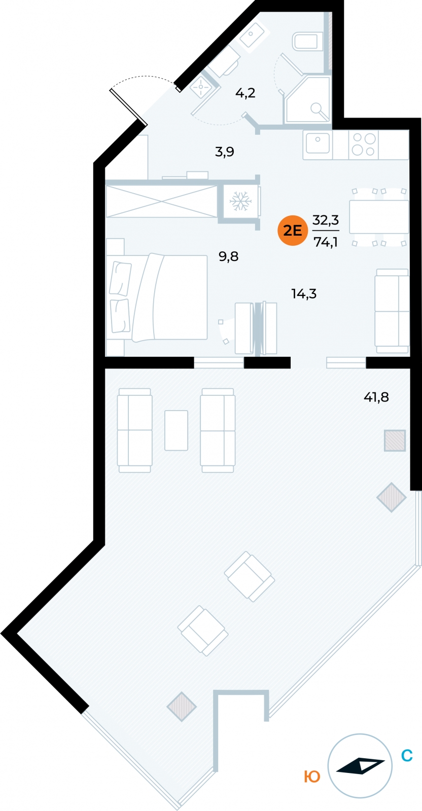 1-комнатная квартира (Студия) с отделкой в ЖК Putilov AVENIR на 3 этаже в 1 секции. Сдача в 1 кв. 2022 г.