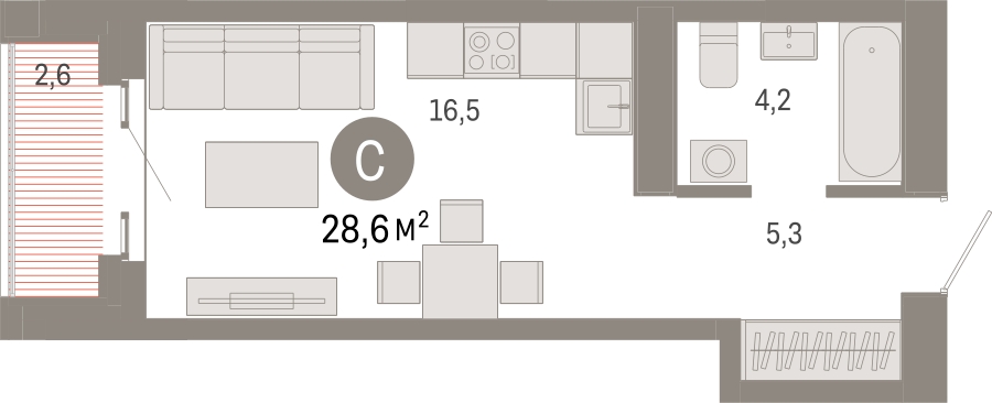 3-комнатная квартира в ЖК Дом Дау на 25 этаже в 1 секции. Сдача в 2 кв. 2027 г.