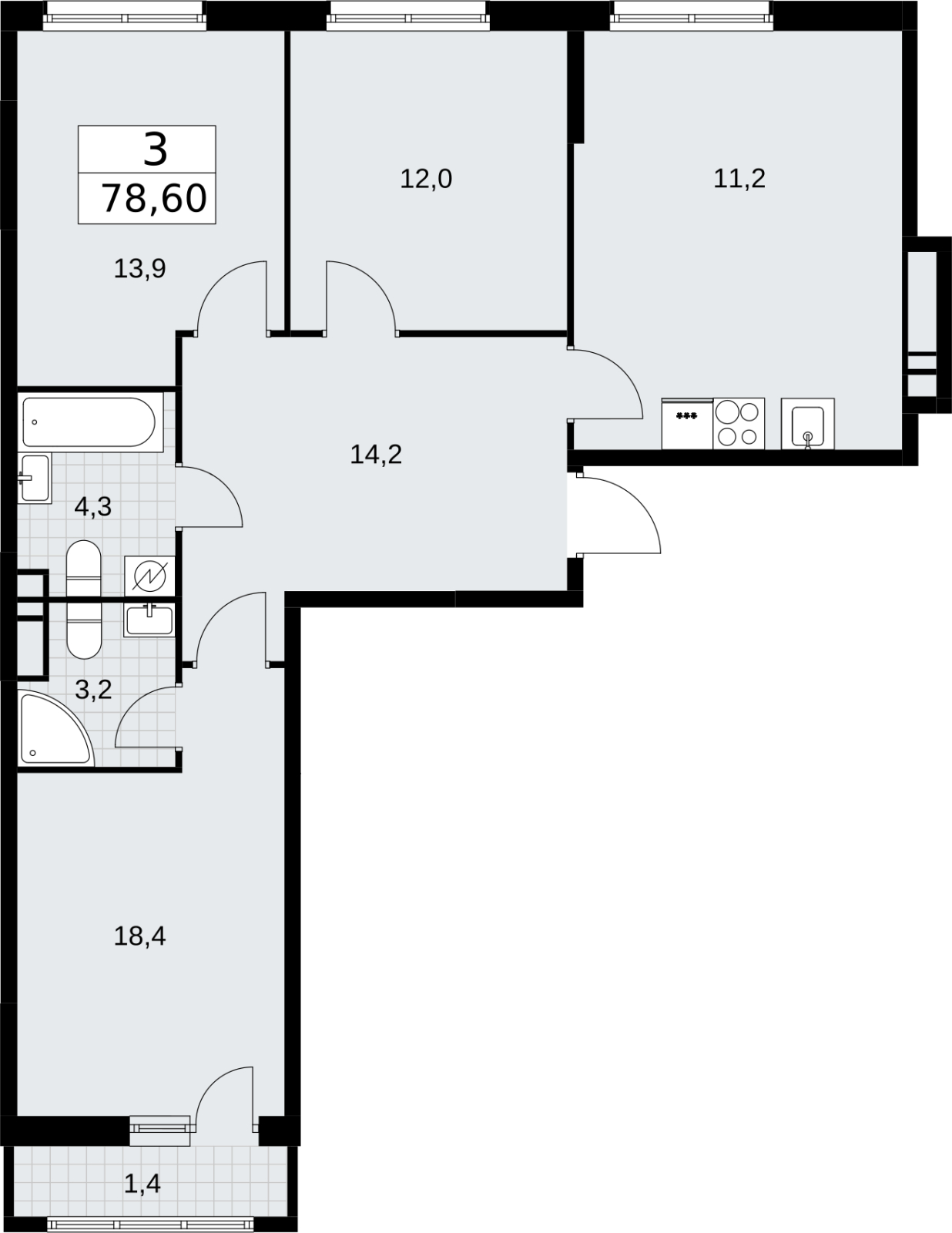 1-комнатная квартира с отделкой в ЖК Родные кварталы на 9 этаже в 1 секции. Сдача в 4 кв. 2026 г.