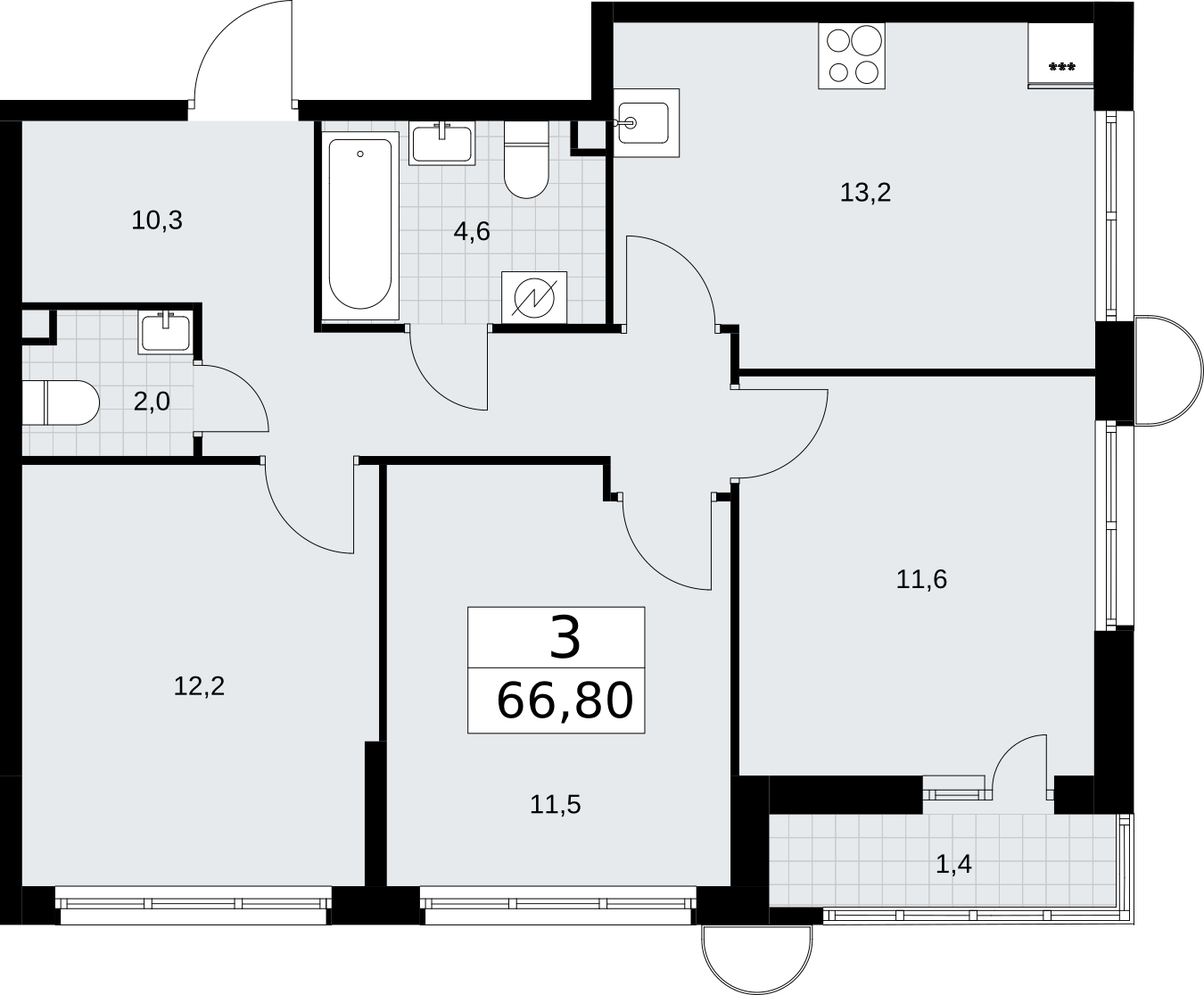 4-комнатная квартира в ЖК Дом Дау на 67 этаже в 1 секции. Сдача в 2 кв. 2027 г.