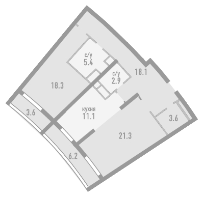 2-комнатная квартира в ЖК Розмарин на 3 этаже в 6 секции. Дом сдан.