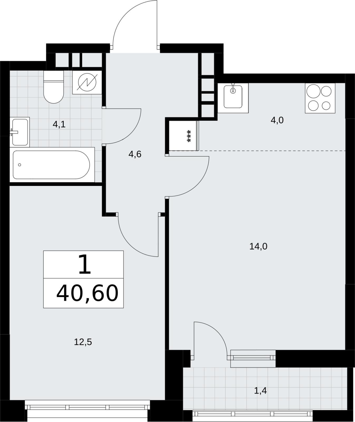 2-комнатная квартира в ЖК Дом Дау на 36 этаже в 1 секции. Сдача в 2 кв. 2027 г.