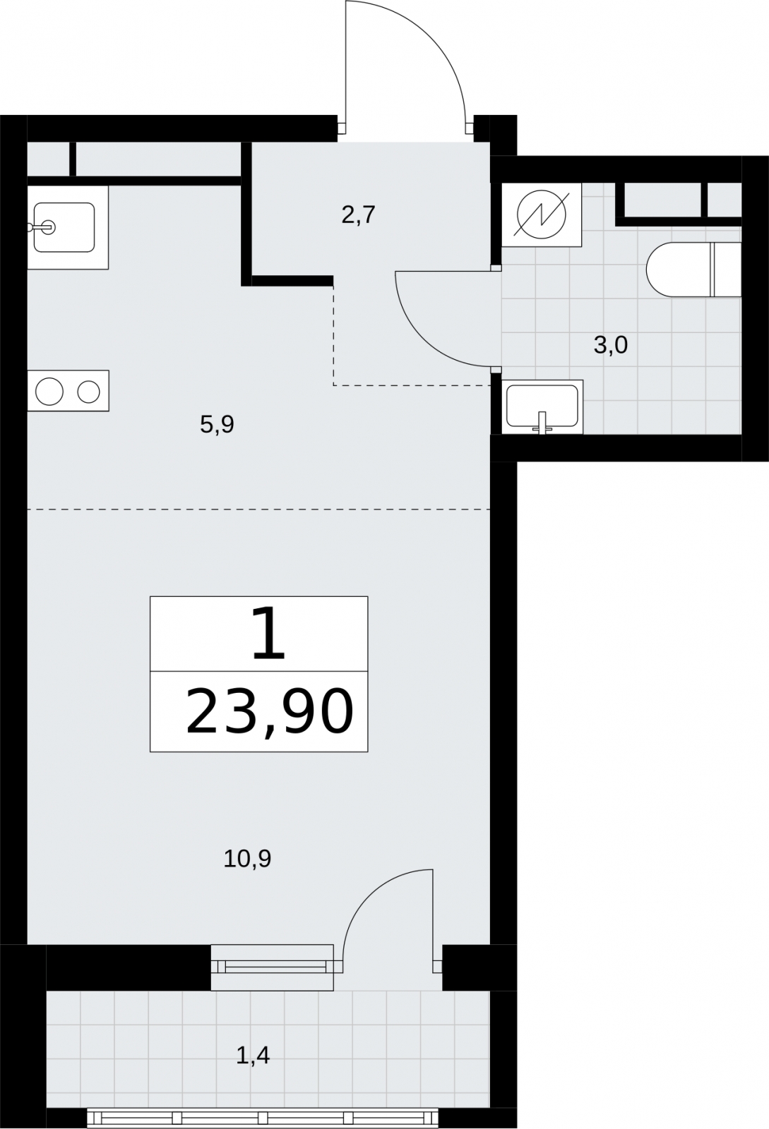 2-комнатная квартира в ЖК Дом Дау на 37 этаже в 1 секции. Сдача в 2 кв. 2027 г.
