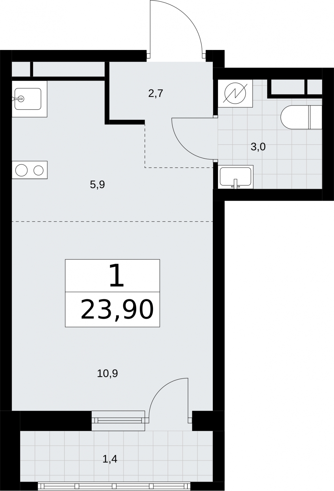 4-комнатная квартира с отделкой в ЖК ERA на 27 этаже в 1 секции. Сдача в 3 кв. 2026 г.