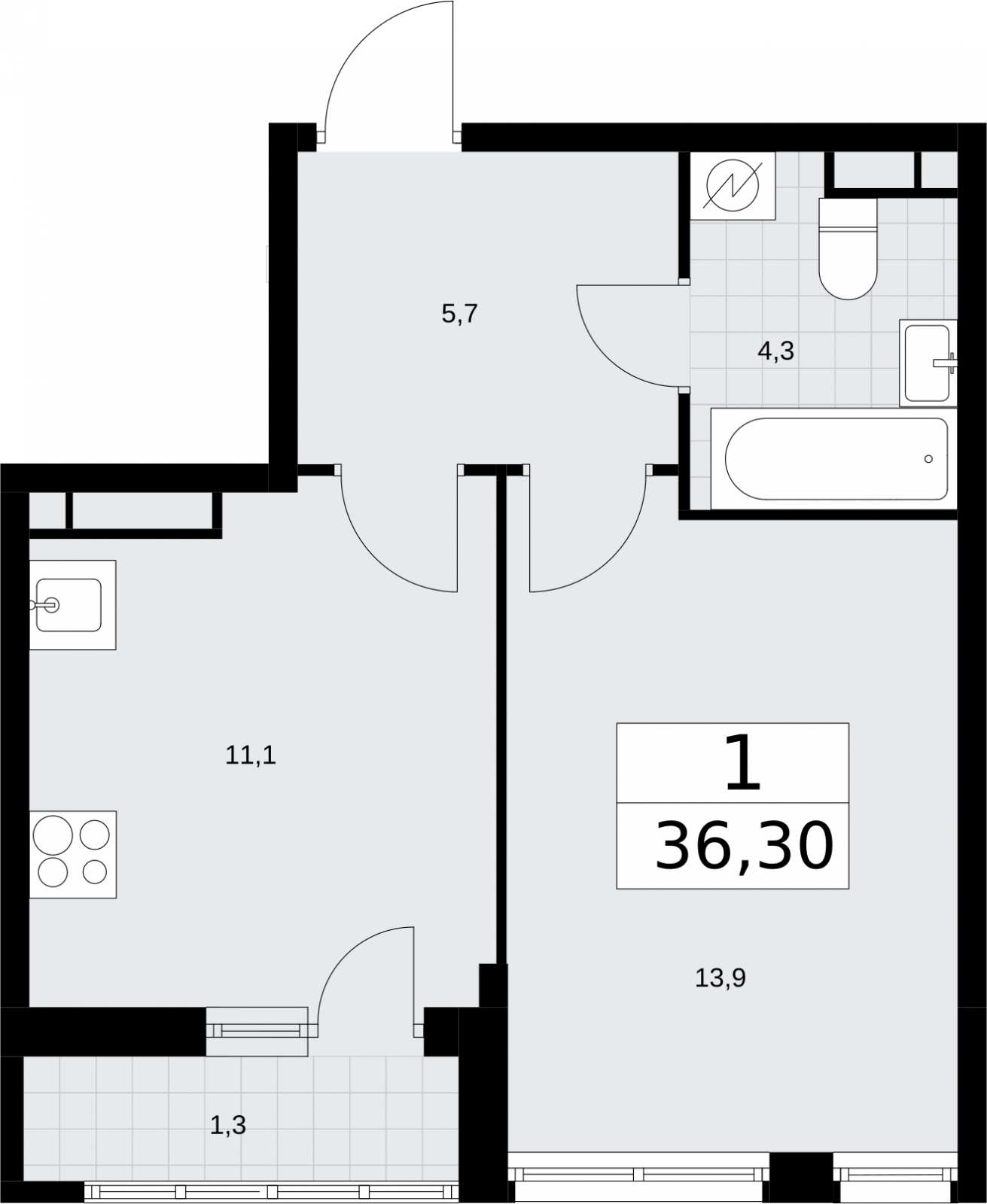 1-комнатная квартира с отделкой в ЖК Родные кварталы на 7 этаже в 4 секции. Сдача в 4 кв. 2026 г.