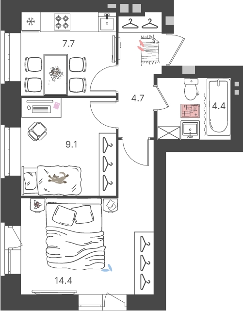 2-комнатная квартира с отделкой в Veren Nort Сертолово на 6 этаже в 1 секции. Сдача в 1 кв. 2027 г.