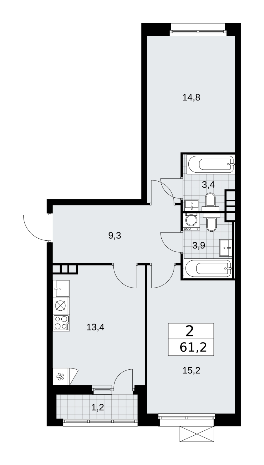 1-комнатная квартира в ЖК Скандинавия на 5 этаже в 4 секции. Сдача в 2 кв. 2026 г.