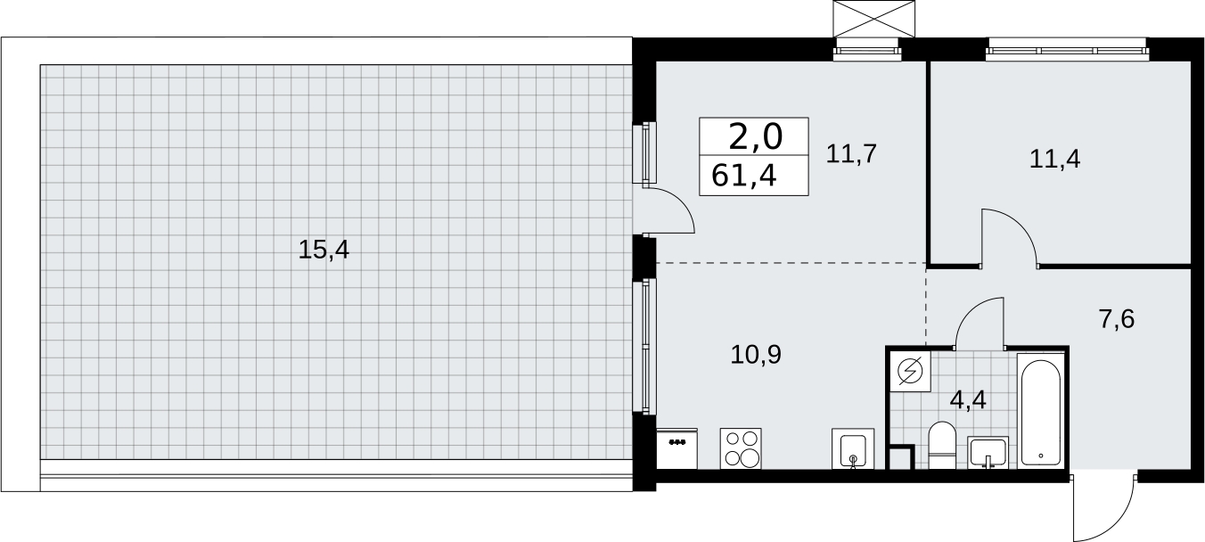 3-комнатная квартира в ЖК Скандинавия на 9 этаже в 2 секции. Сдача в 2 кв. 2026 г.