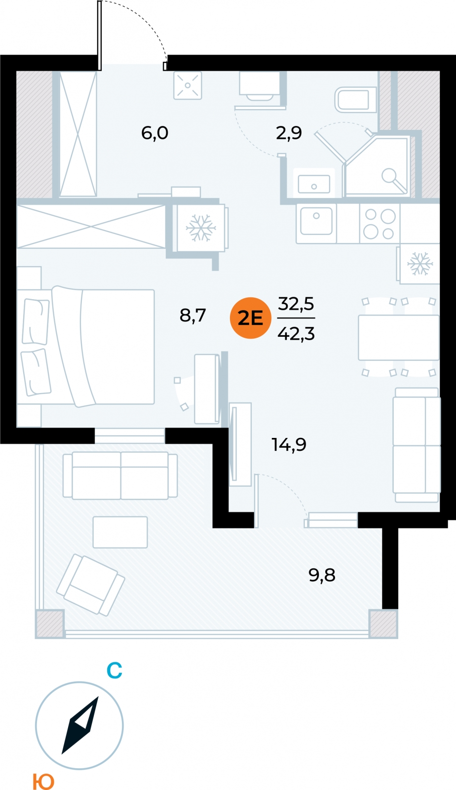 4-комнатная квартира в ЖК Эко-квартал VERY на 14 этаже в 1 секции. Сдача в 1 кв. 2024 г.