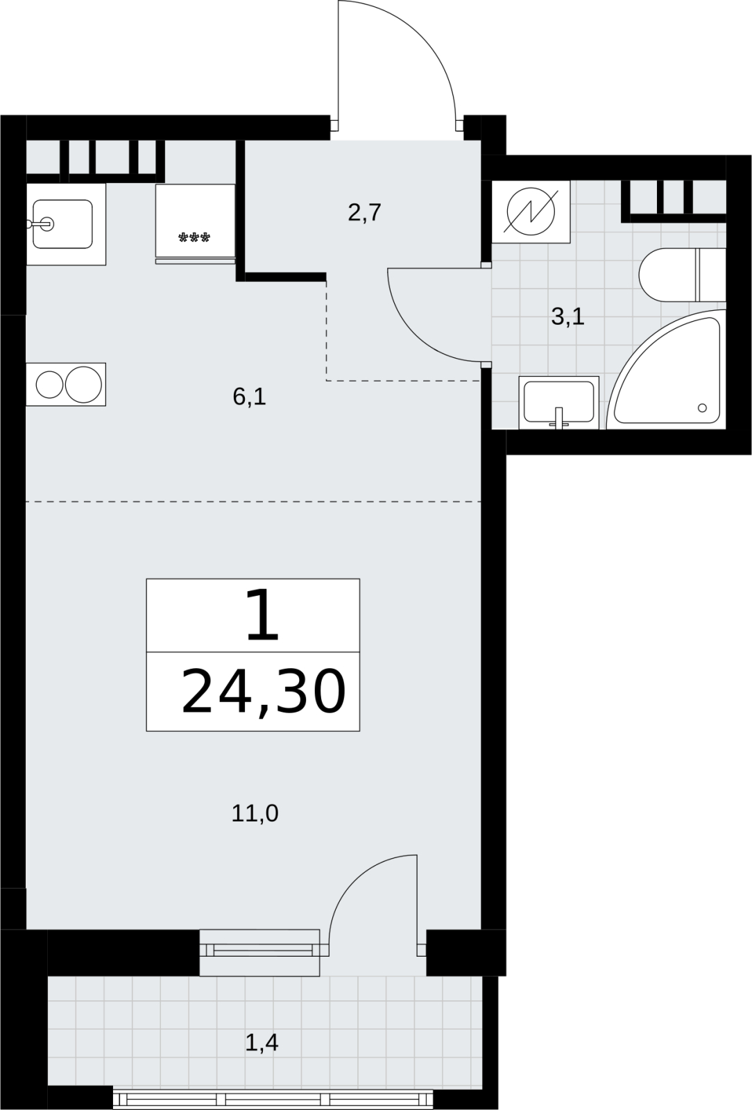 3-комнатная квартира в ЖК Родные кварталы на 7 этаже в 1 секции. Сдача в 3 кв. 2026 г.