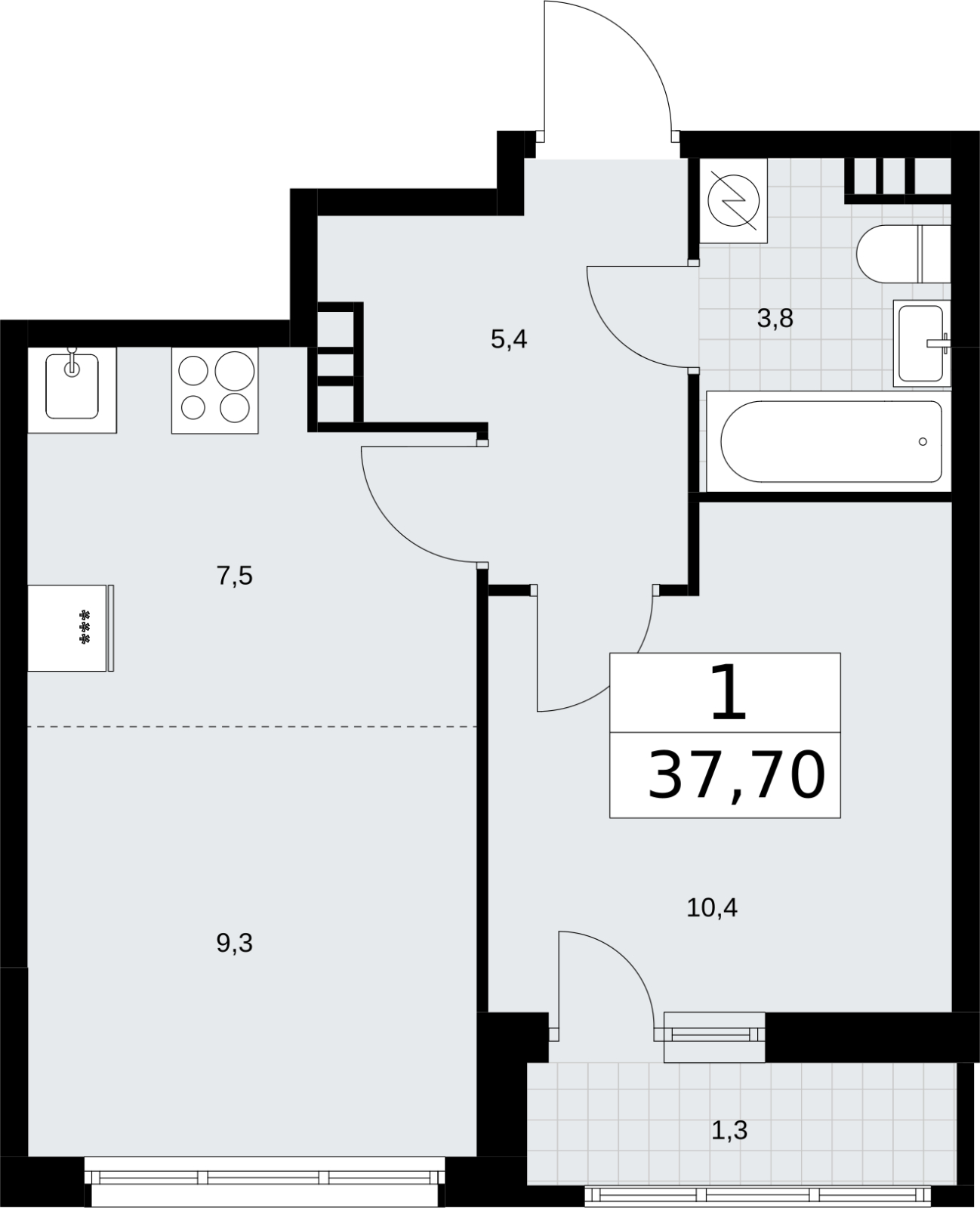 2-комнатная квартира в ЖК Родные кварталы на 8 этаже в 1 секции. Сдача в 3 кв. 2026 г.