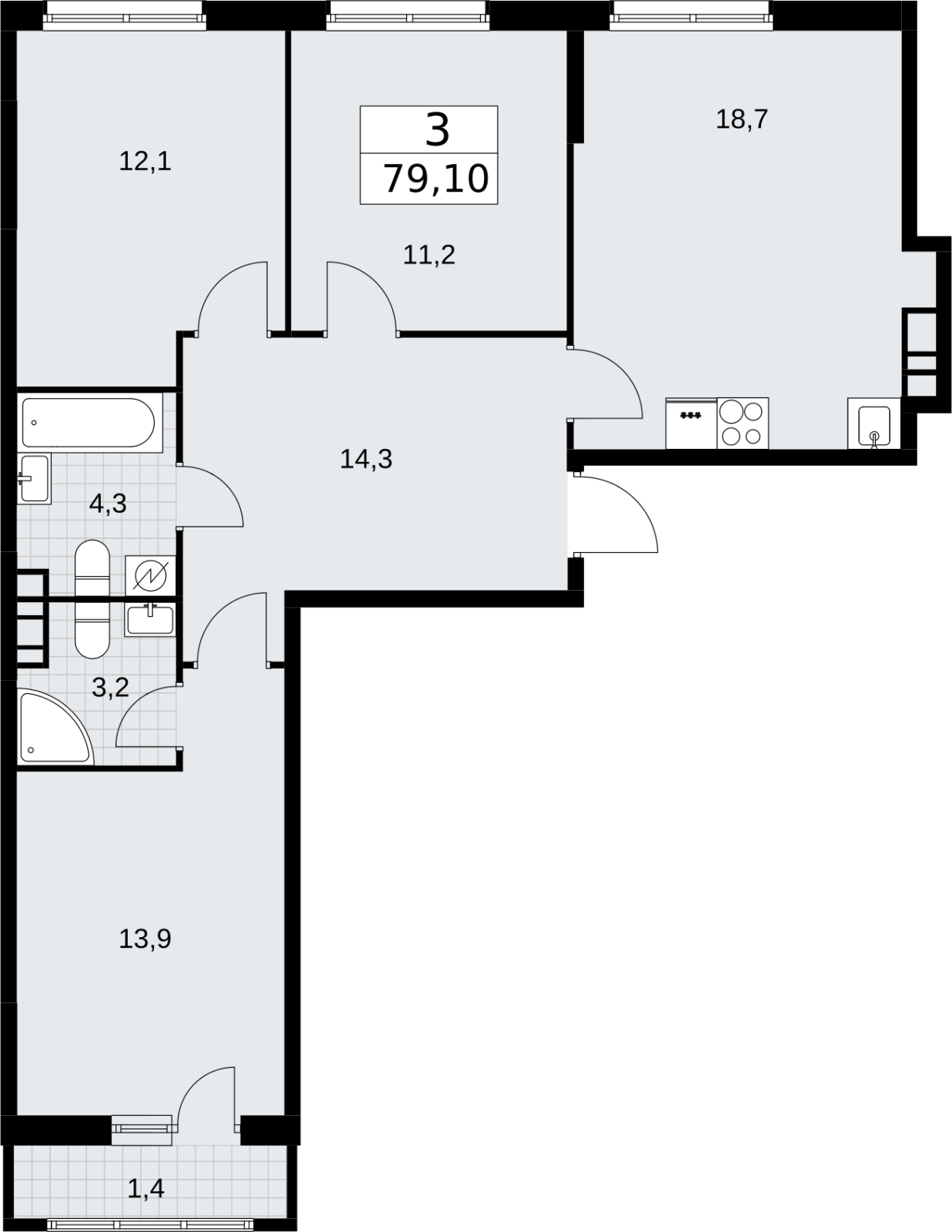 3-комнатная квартира с отделкой в ЖК Родные кварталы на 6 этаже в 4 секции. Сдача в 4 кв. 2026 г.