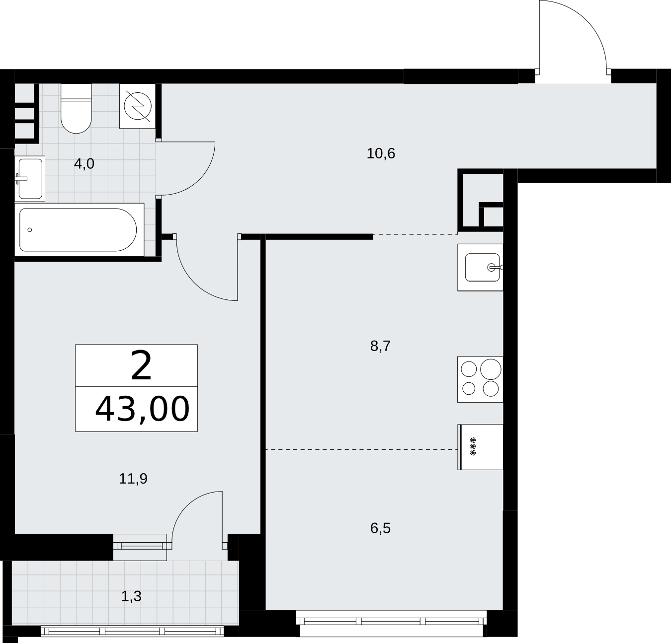 5-комнатная квартира в ЖК Дом Дау на 50 этаже в 1 секции. Сдача в 2 кв. 2027 г.
