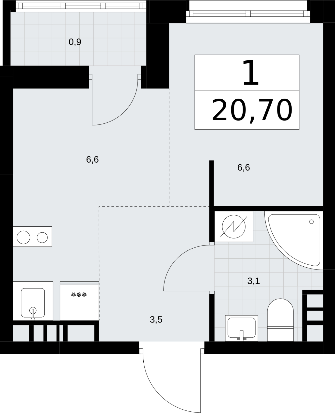 4-комнатная квартира в ЖК Дом Дау на 63 этаже в 1 секции. Сдача в 2 кв. 2027 г.