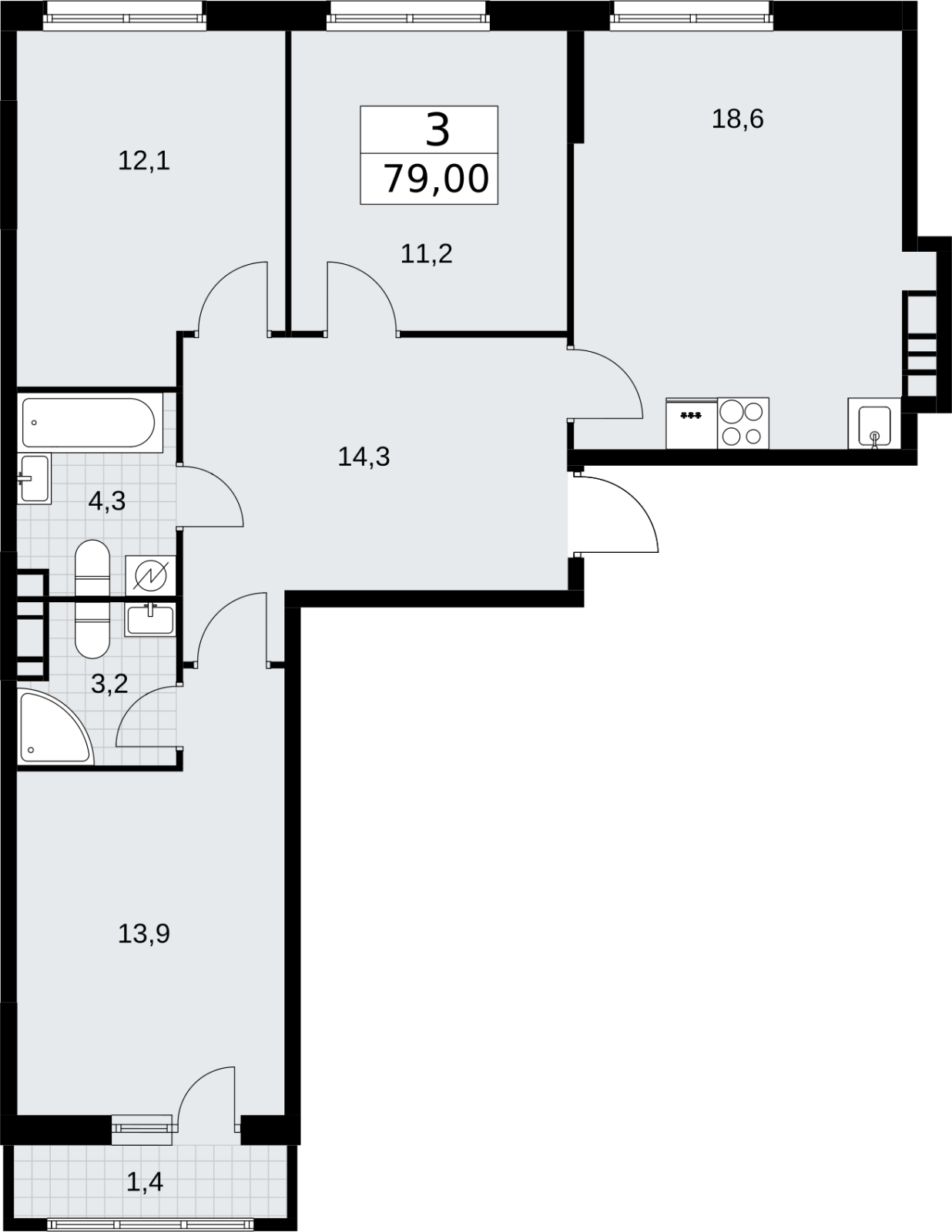 2-комнатная квартира в ЖК Дом Дау на 65 этаже в 1 секции. Сдача в 2 кв. 2027 г.