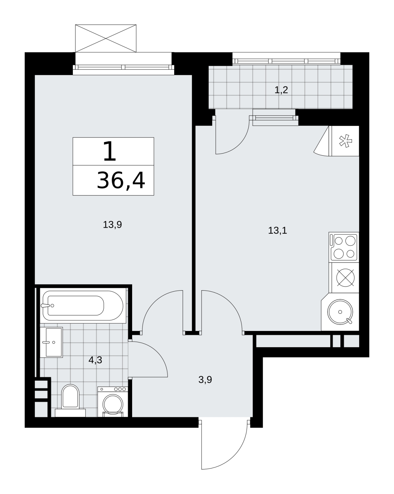 2-комнатная квартира в ЖК Скандинавия на 3 этаже в 3 секции. Сдача в 2 кв. 2026 г.