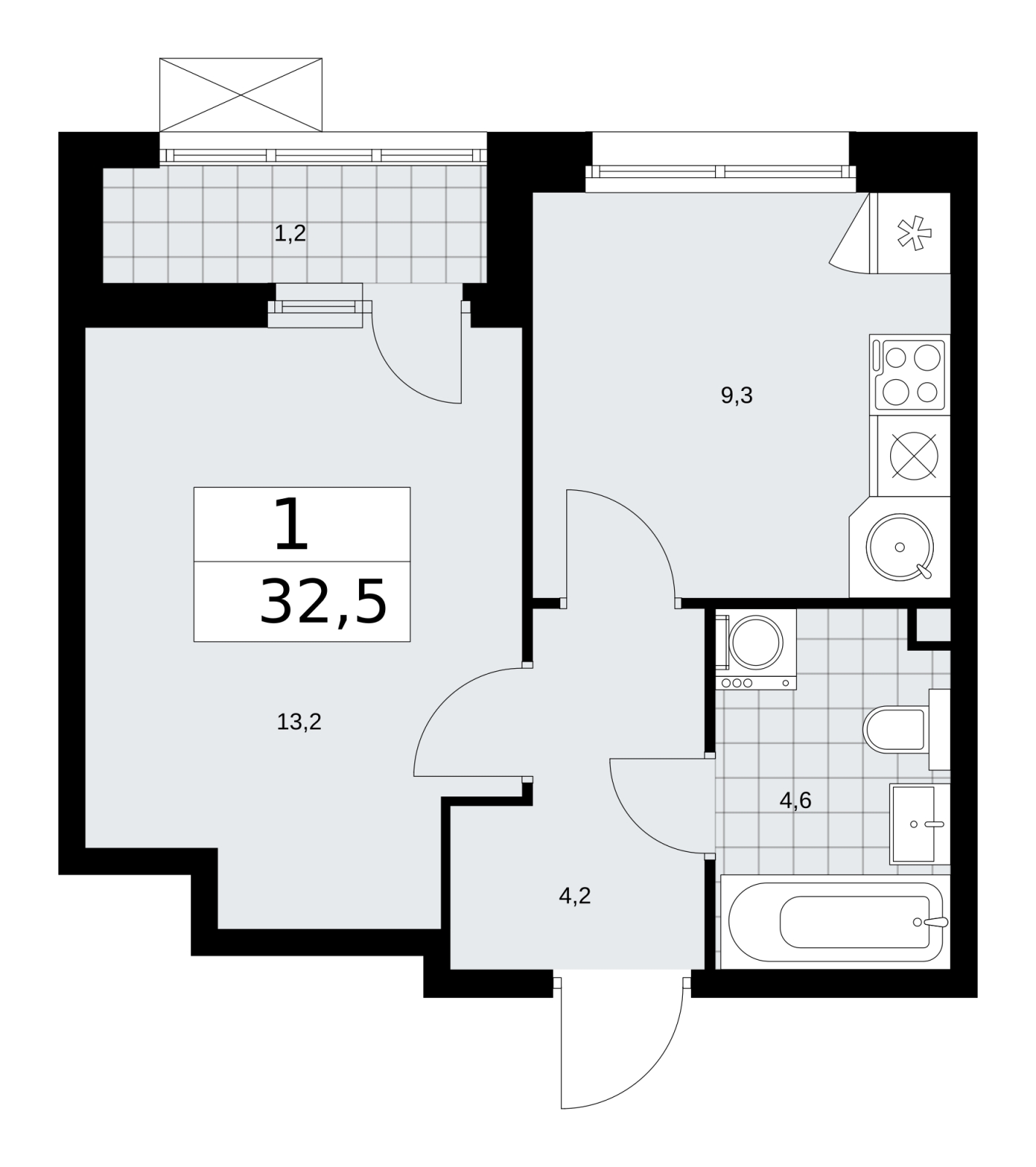 2-комнатная квартира в ЖК Императорские Мытищи на 1 этаже в 49 секции. Сдача в 2 кв. 2022 г.