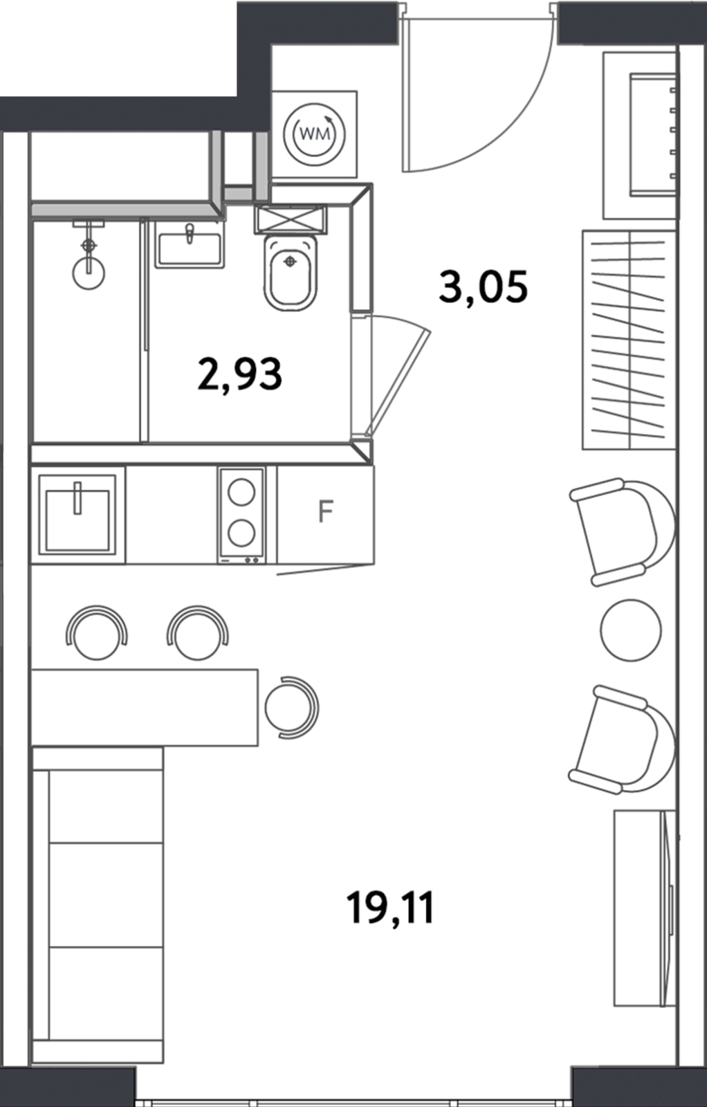 1-комнатная квартира (Студия) в ЖК Дом Дау на 18 этаже в 1 секции. Сдача в 2 кв. 2027 г.