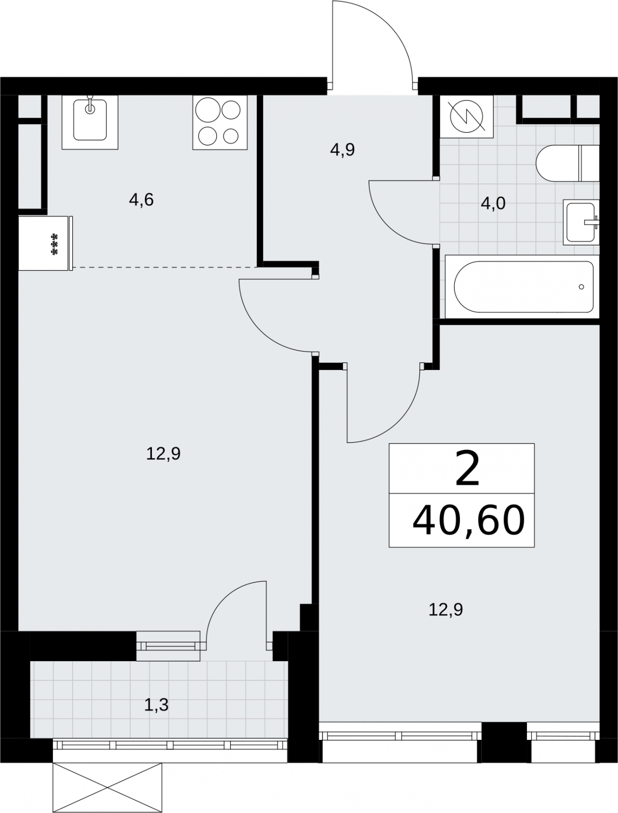 2-комнатная квартира в ЖК Дом Дау на 20 этаже в 1 секции. Сдача в 2 кв. 2027 г.