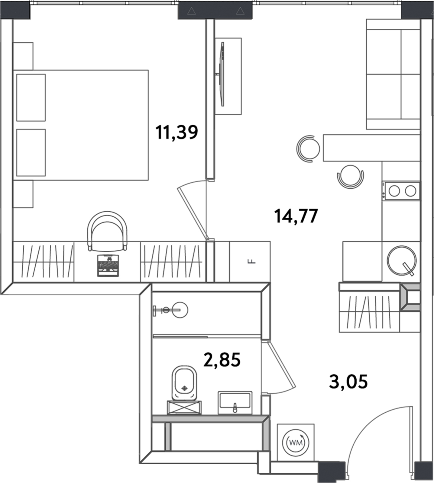 2-комнатная квартира в ЖК Дом Дау на 14 этаже в 1 секции. Сдача в 2 кв. 2027 г.