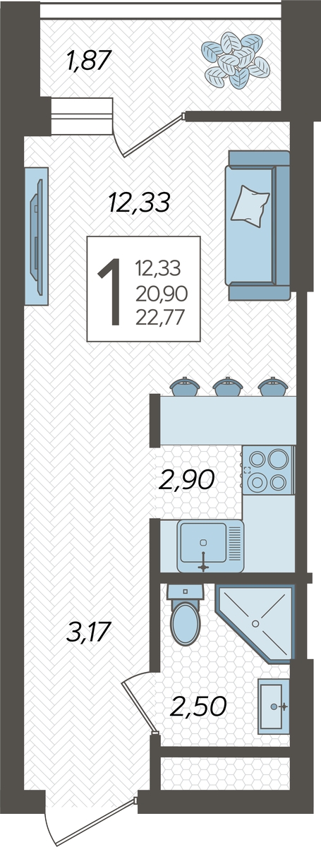 2-комнатная квартира с отделкой в ЖК Измайловский парк на 11 этаже в 1 секции. Сдача в 4 кв. 2024 г.