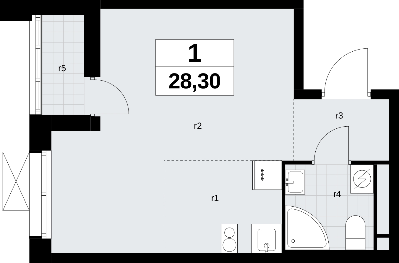 2-комнатная квартира с отделкой в ЖК Дзен-кварталы на 5 этаже в 1 секции. Сдача в 3 кв. 2025 г.
