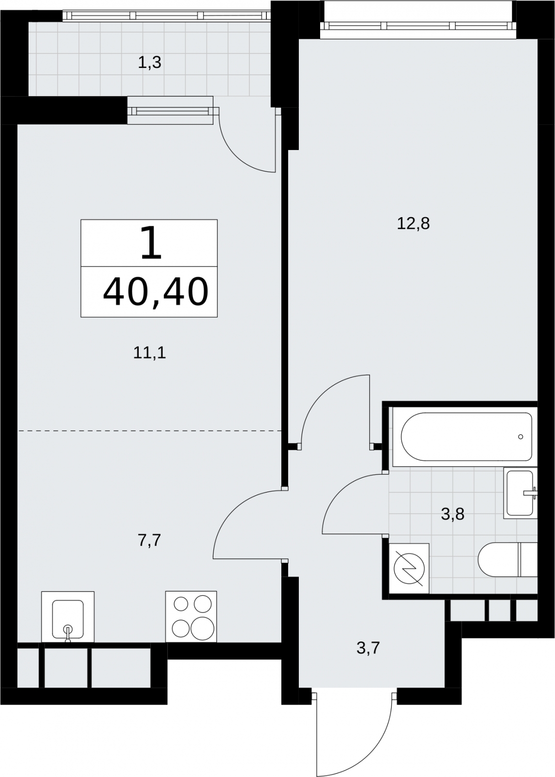 1-комнатная квартира (Студия) с отделкой в ЖК PLUS Пулковский на 2 этаже в 2 секции. Сдача в 4 кв. 2025 г.