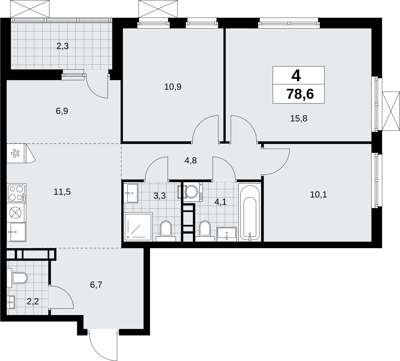 1-комнатная квартира в ЖК Скандинавия на 7 этаже в 3 секции. Сдача в 2 кв. 2026 г.