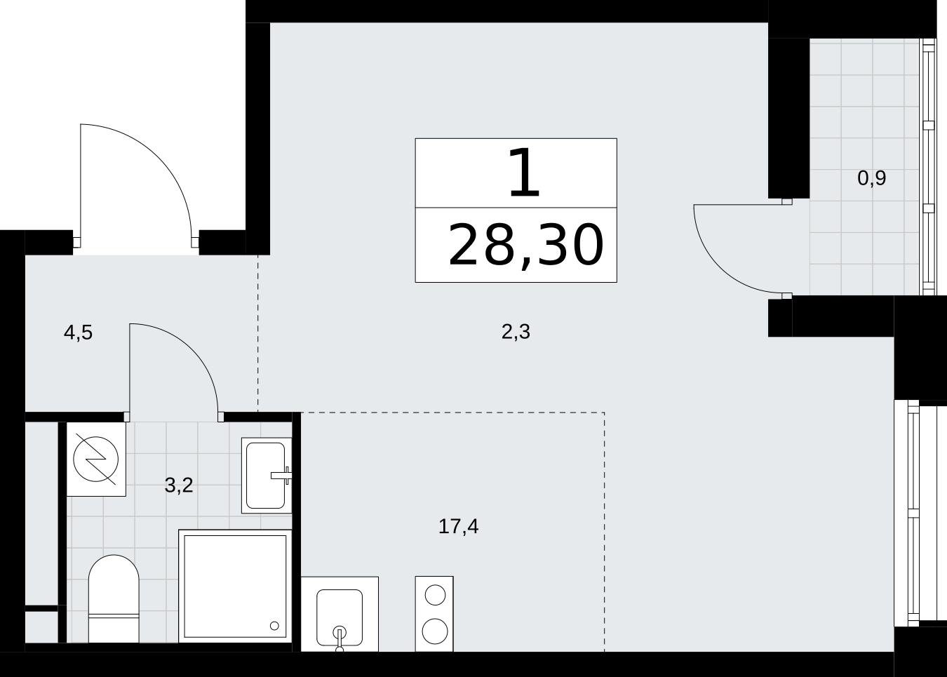 1-комнатная квартира (Студия) с отделкой в ЖК Квартал Метроном на 5 этаже в 1 секции. Сдача в 3 кв. 2026 г.