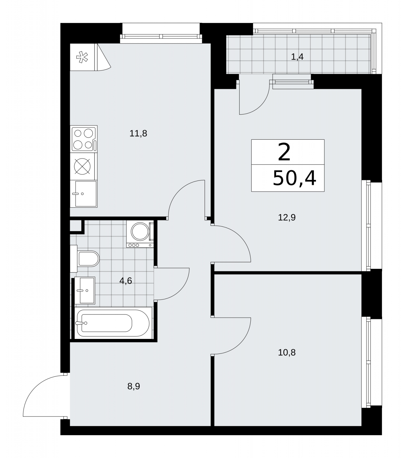 1-комнатная квартира в ЖК Скандинавия на 3 этаже в 4 секции. Сдача в 2 кв. 2026 г.