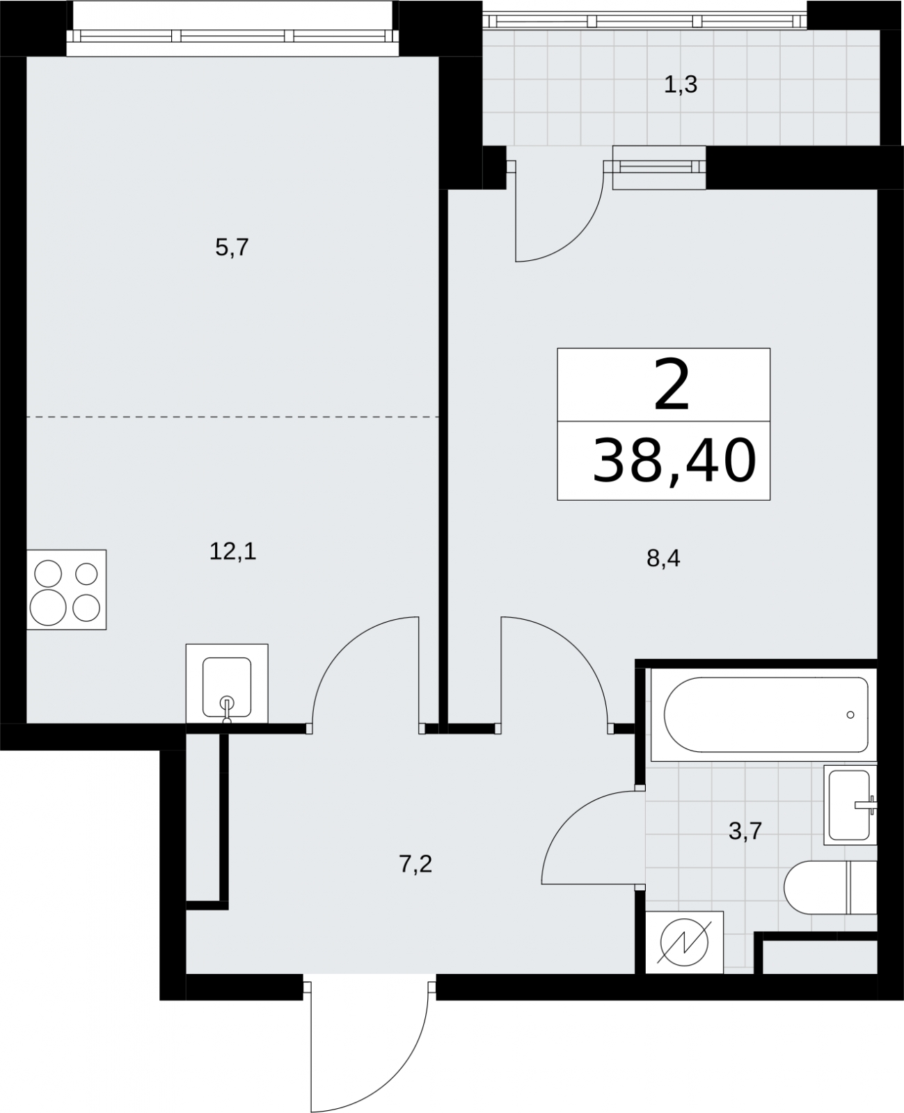 1-комнатная квартира (Студия) с отделкой в ЖК Квартал Метроном на 16 этаже в 1 секции. Сдача в 3 кв. 2026 г.