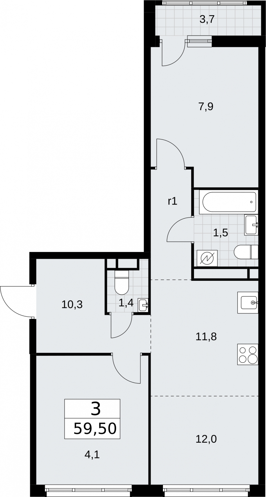 2-комнатная квартира с отделкой в ЖК Квартал Метроном на 20 этаже в 1 секции. Сдача в 3 кв. 2026 г.
