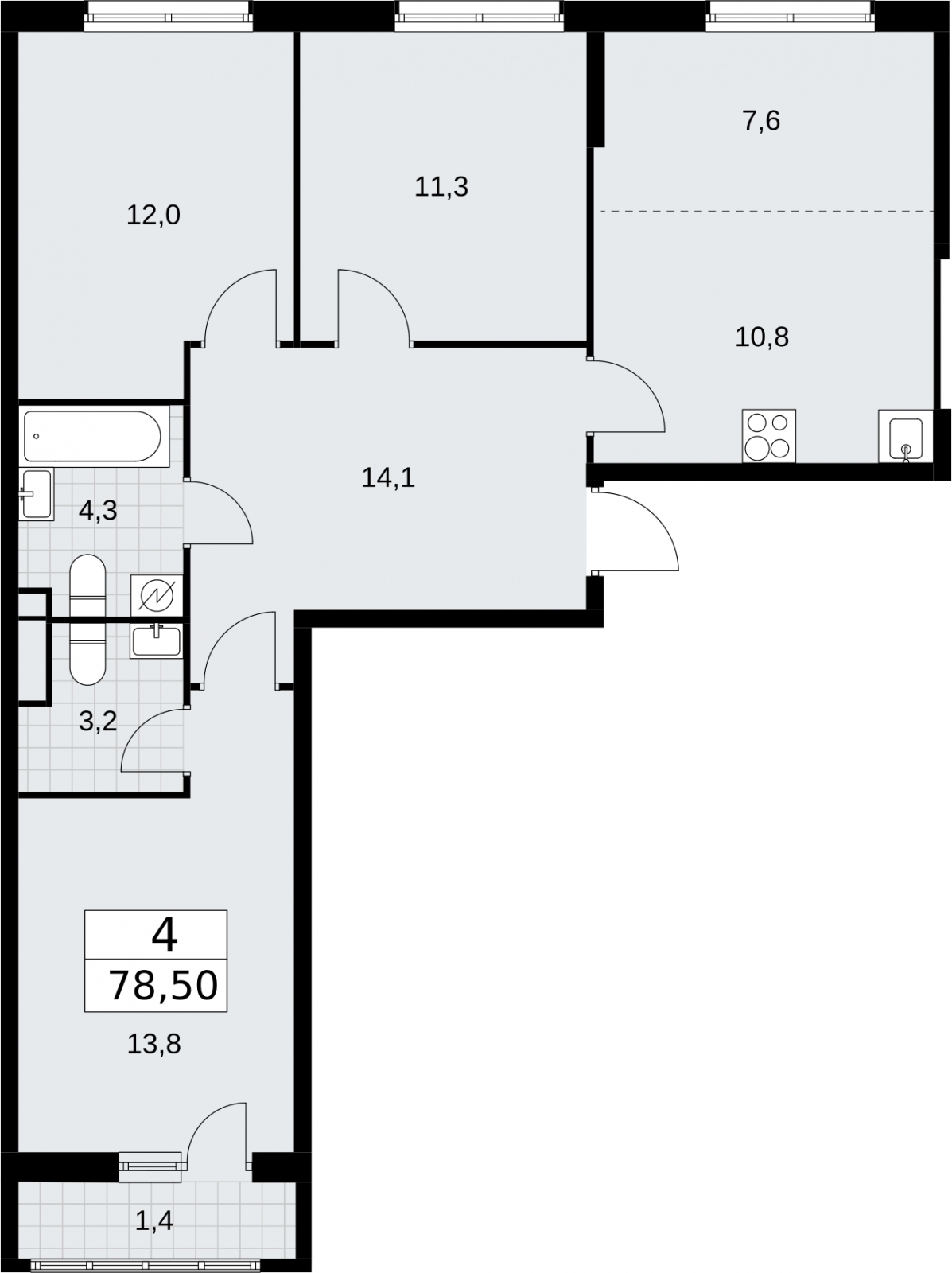 1-комнатная квартира (Студия) с отделкой в ЖК Квартал Метроном на 10 этаже в 3 секции. Сдача в 3 кв. 2026 г.