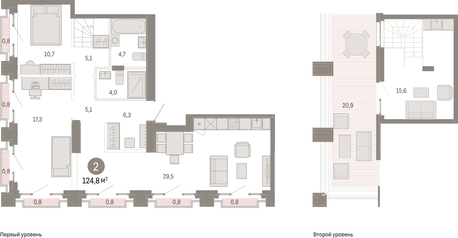 4-комнатная квартира в ЖК Дом Дау на 46 этаже в 1 секции. Сдача в 2 кв. 2027 г.