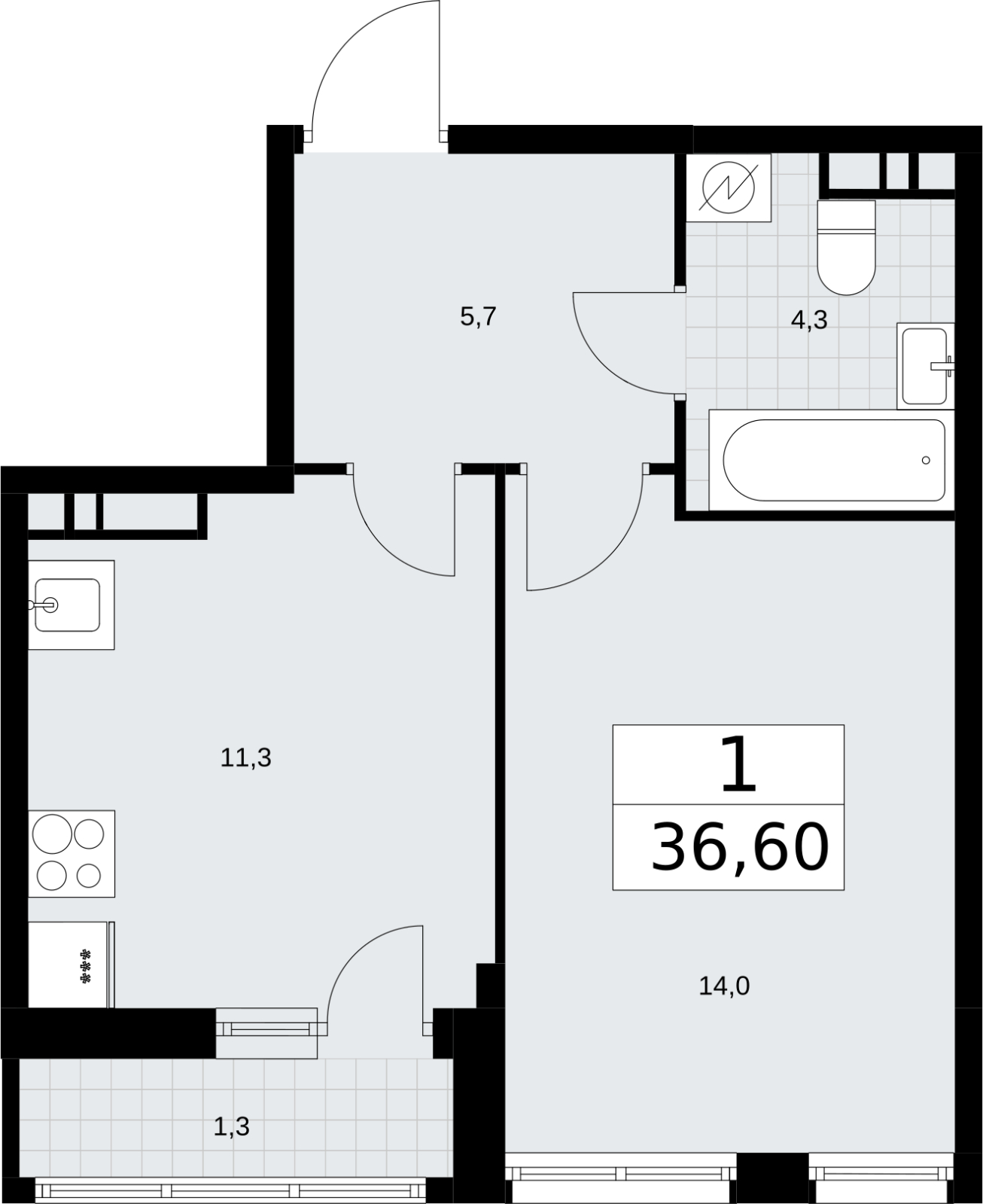 3-комнатная квартира в Veren Nort Сертолово на 4 этаже в 1 секции. Сдача в 1 кв. 2027 г.