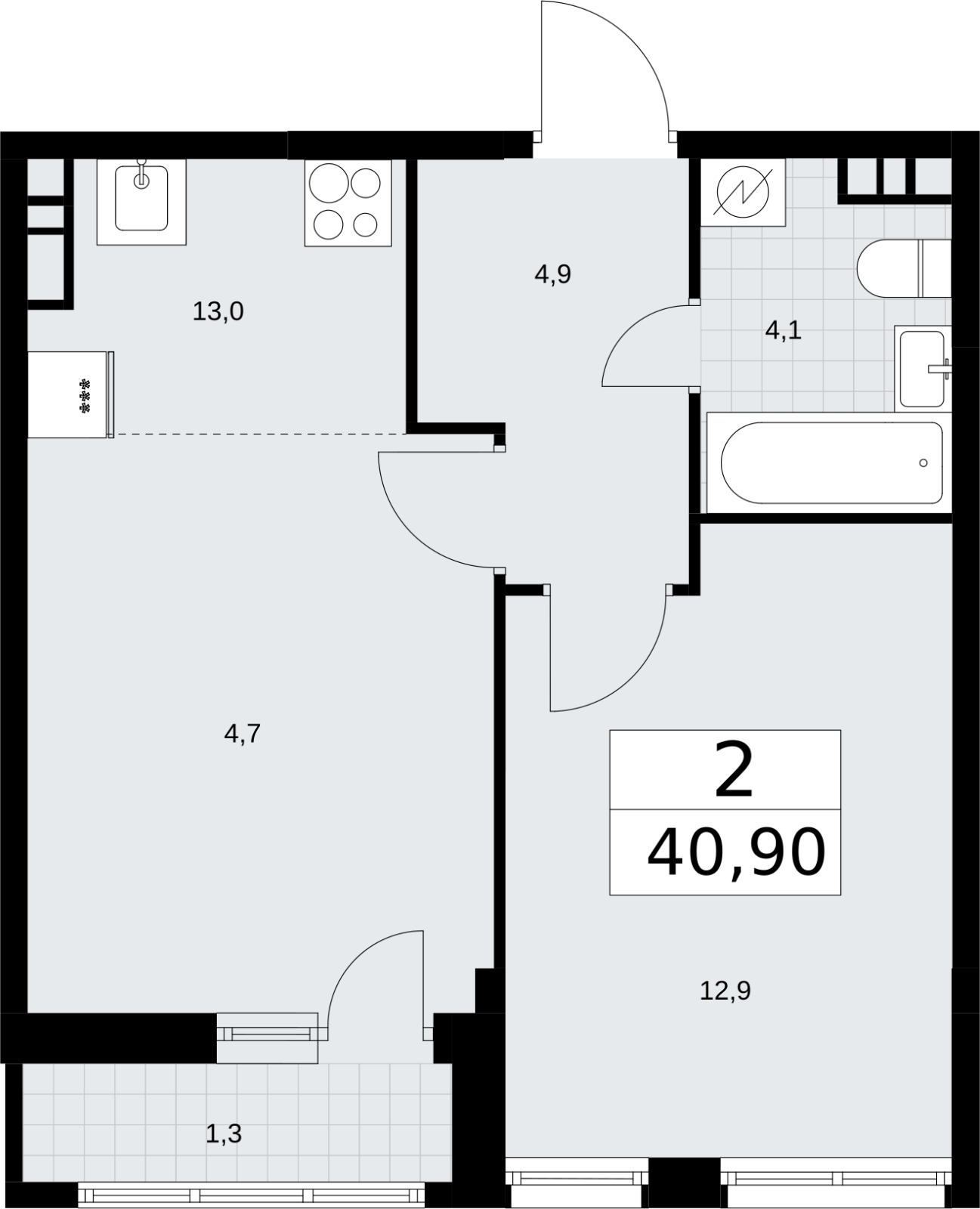 4-комнатная квартира в ЖК Дом Дау на 65 этаже в 1 секции. Сдача в 2 кв. 2027 г.