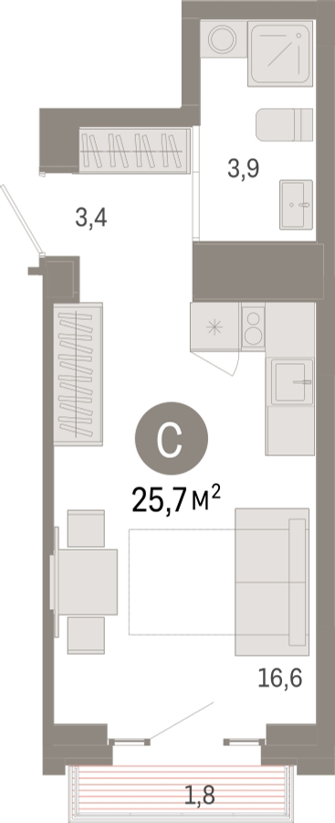 2-комнатная квартира в ЖК Дом Дау на 44 этаже в 1 секции. Сдача в 2 кв. 2027 г.