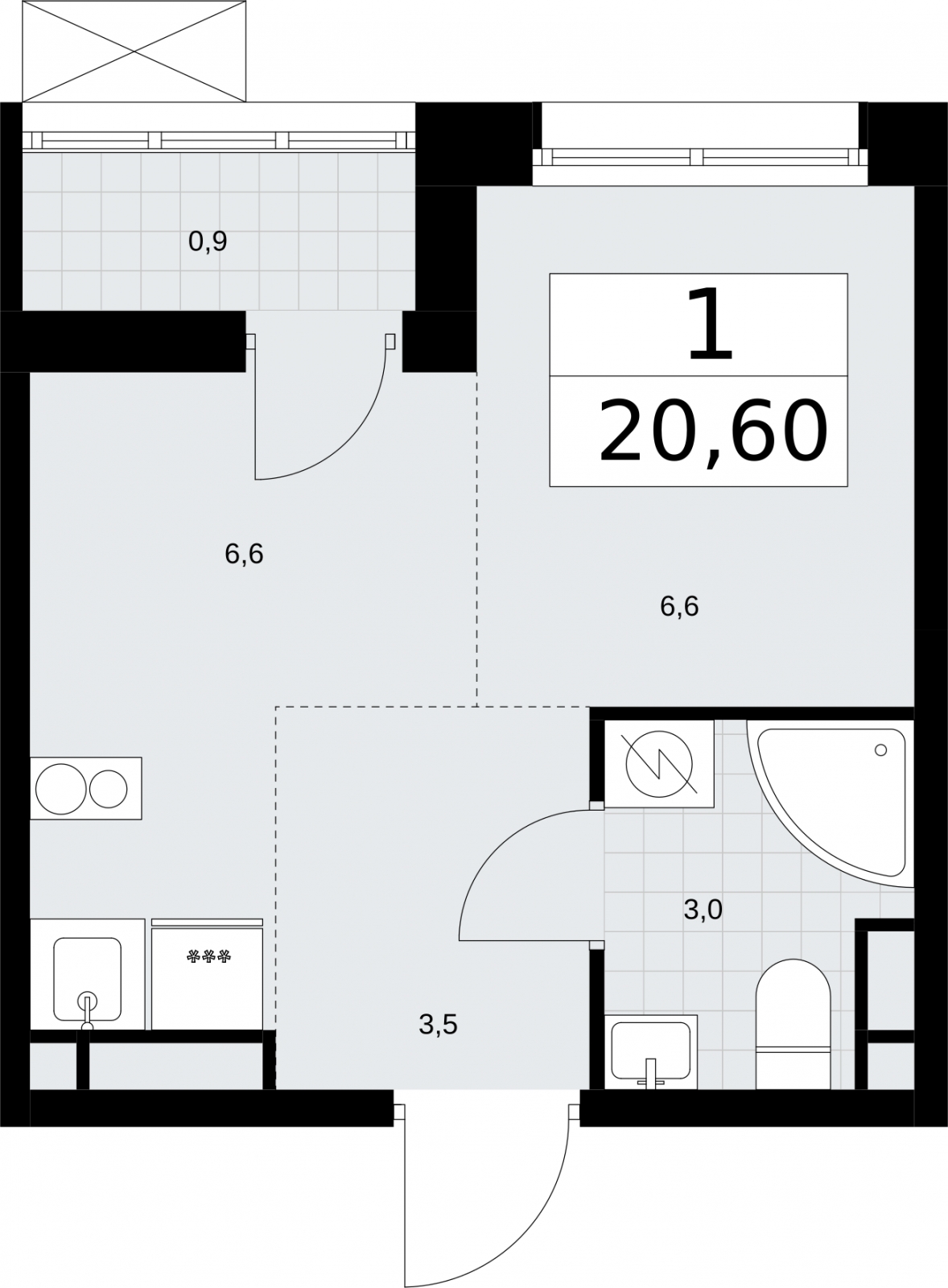 2-комнатная квартира в ЖК Дом Дау на 50 этаже в 1 секции. Сдача в 2 кв. 2027 г.