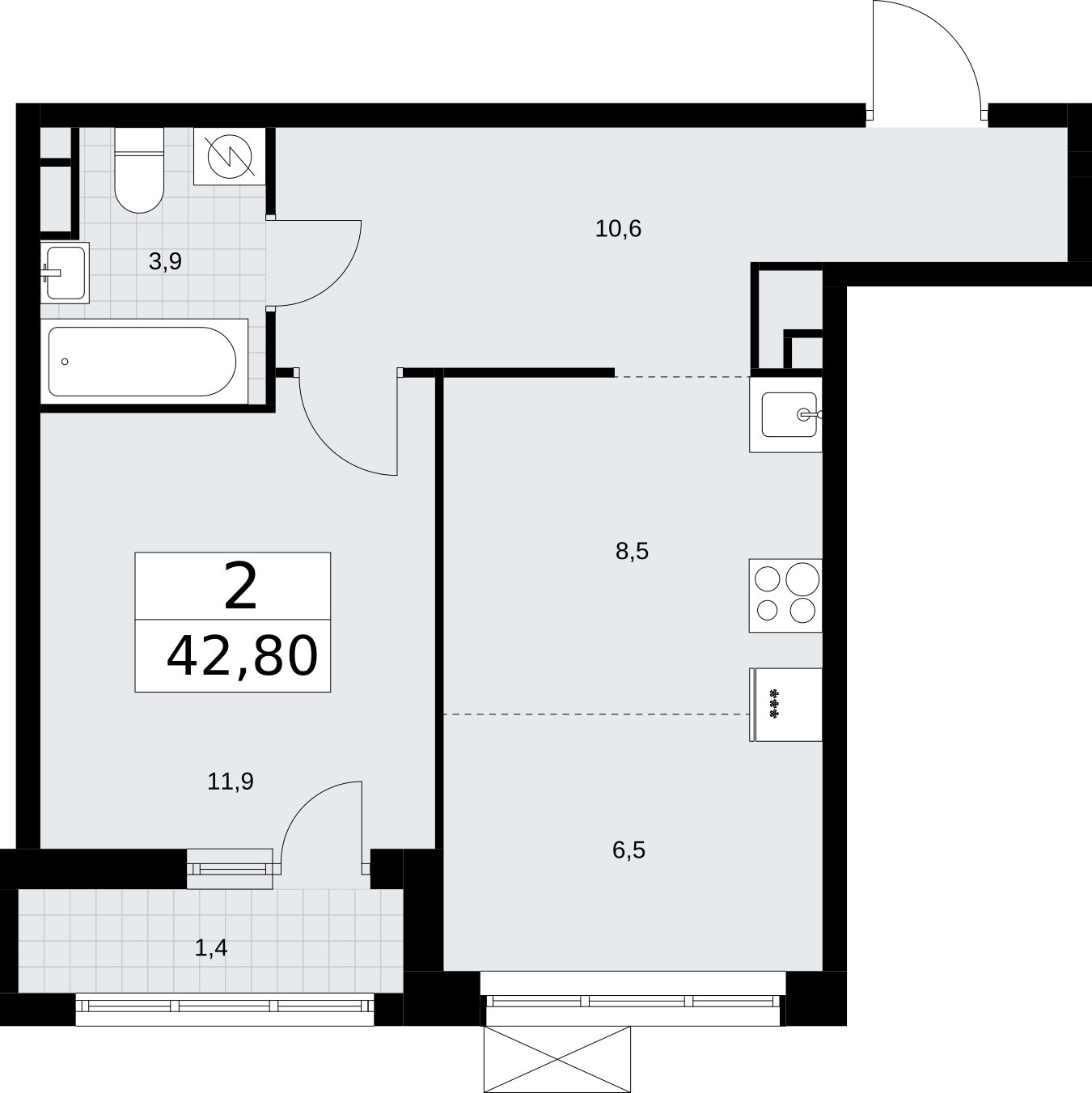 2-комнатная квартира с отделкой в ЖК Квартал Метроном на 7 этаже в 7 секции. Сдача в 3 кв. 2026 г.
